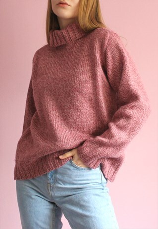 VINTAGE 90S PINK MARL KNITTED JUMPER