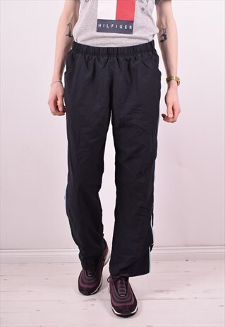 REEBOK MENS VINTAGE TRACKSUIT TROUSERS W32 L30 BLACK 90S