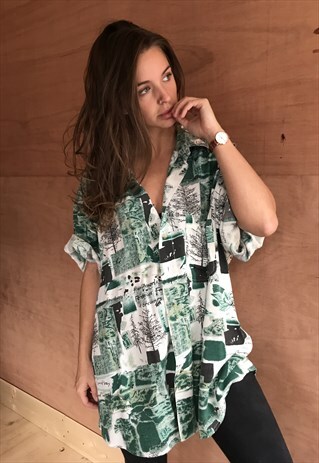 PATTERNED OVERSIZED RETRO VINTAGE UNISEX FESTIVAL SHIRT