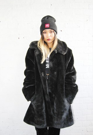 FAUX FUR COAT (1990'S/BLACK)