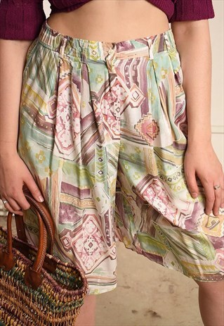 90'S RETRO ABSTRACT PRINT FESTIVAL SHORTS CULOTTES