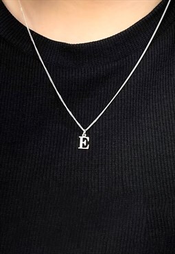 54 Floral ANY Letter Initial Pendant Necklace Chain - Silver