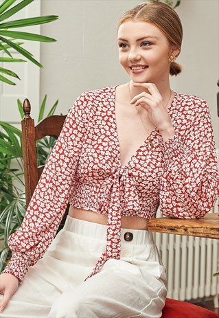AIMEE CROP TOP FESTIVAL BLOUSES IN FLORAL