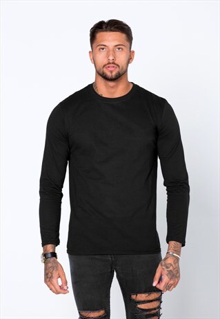 ESSENTIAL BLANK LONG SLEEVED T-SHIRT - BLACK