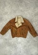 VTG 70s Brown Sheepskin Shearling Winter Aviator Jacket Coat