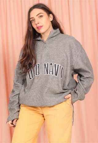 VINTAGE 90S OLD NAVY 1/4 ZIP FLEECE IN GREY