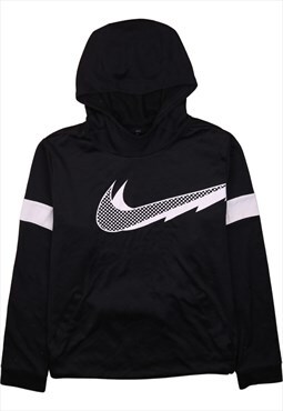 Vintage 90's Nike Hoodie Spellout Center Middle Swoosh Black