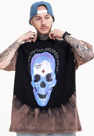 KALODIS VINTAGE TIE DYE SPOOF SKULL PRINT T-SHIRT