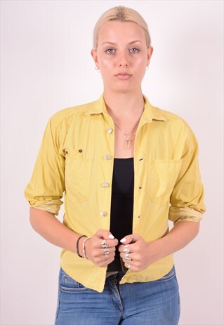 REPLAY WOMENS VINTAGE SHIRT MEDIUM YELLOW 90S