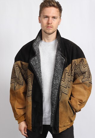 VINTAGE AZTEC FLEECE LINED FESTIVAL JACKET