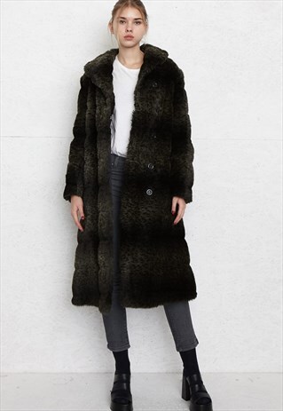 VINTAGE BLACK FAUX FUR LONG COAT