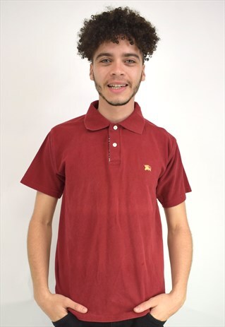 VINTAGE 90'S BURBERRY BURGUNDY POLO SHIRT