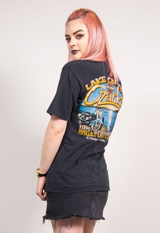 90'S VINTAGE BLACK HARLEY DAVIDSON USA BIKER T-SHIRT