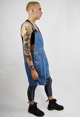 CUTE 90S SUMMER FESTIVAL DUNGAREES WITH FLORAL EMBROIDERY