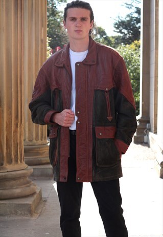 1990'S VINTAGE OVERSIZED LEATHER/SUEDE COAT