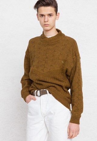 VINTAGE BROWN CAMEL KNIT JUMPER SWEATER