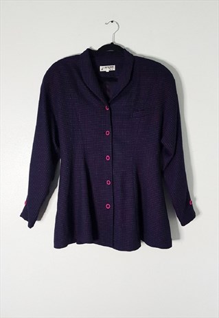 1990s Joung Yeon Purple Peplum Skirt Set, Size 10