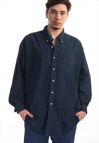 VINTAGE POLO RALPH LAUREN LOGO POCKET SHIRT 90S XL 14.9