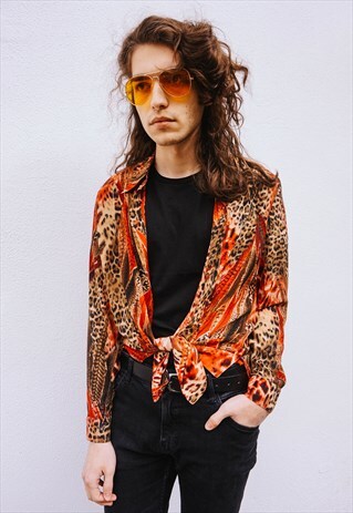 VINTAGE ABSTRACT PATTERNED SEE-THROUGH SHIRT