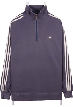 Adidas 90's Quarter Zip Heavyweight Sweatshirt Large Grey