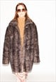 VINTAGE 90S WARM FAUX FUR COAT IN BROWN