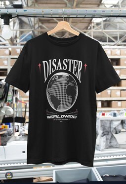 Global Disaster Y2K Graphic Style Black & Gold T shirt