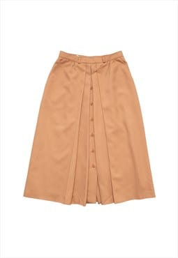 Vintage pleated midi skirt in peach orange