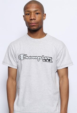 VINTAGE CHAMPION LOGO T-SHIRT GREY