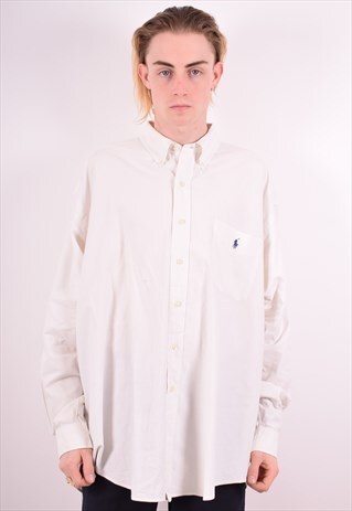 RALPH LAUREN MENS VINTAGE SHIRT XL WHITE 90S