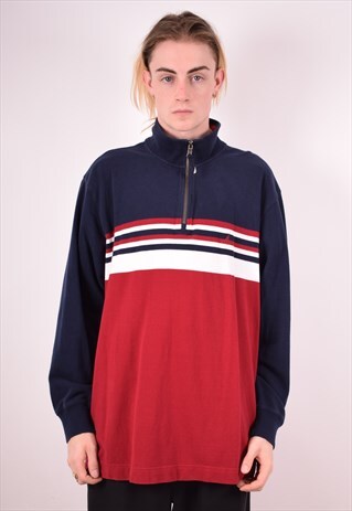 NAUTICA MENS VINTAGE JUMPER SWEATER XL NAVY BLUE 90S