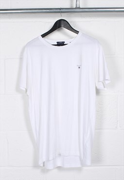 Vintage GANT T-Shirt in White Crewneck Logo Tee XL