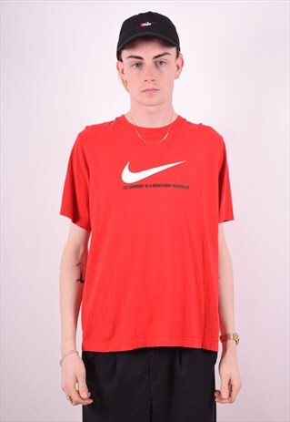NIKE MENS VINTAGE T-SHIRT TOP MEDIUM RED 90'S