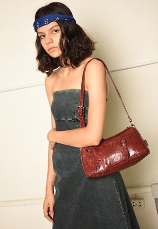 VINTAGE Y2K MINIMALIST MEXX SNAKE PRINT LEATHER BAG