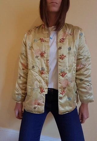 VINTAGE GOLD PATTERNED SILKY CHINESE JACKET