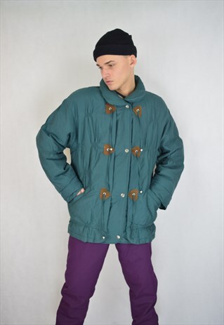 VINTAGE GREEN RETRO PUFFER JACKET