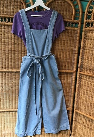 VINTAGE 80S WIDE LEG DUNGAREES HIGH WAIST RETRO