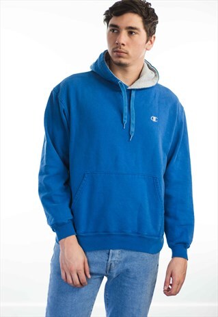 VINTAGE CHAMPION LOGO HOODIE SWEATSHIRT 90S M 21.5