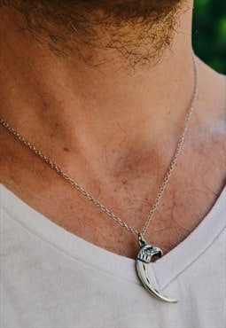 Mens Eagle claw chain necklace silver pendant gift for him