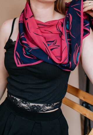 VINTAGE 80S FLORAL PRINT SCARF