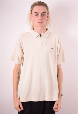 NIKE MENS VINTAGE POLO SHIRT LARGE BEIGE 90S