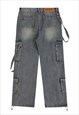 SKATER JEANS CARGO POCKET DENIM PANTS DISTRESSED JOGGERS