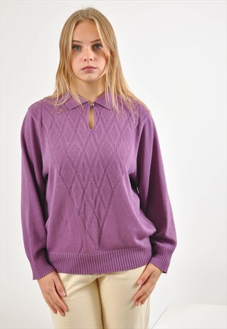 VINTAGE POLO JUMPER IN PURPLE