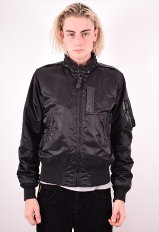 AVIREX MENS VINTAGE BOMBER JACKET MEDIUM BLACK 90S