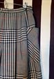 VINTAGE70S MIDI BLUE WHITE PLAID SKIRT WITH FRONT POCKETS
