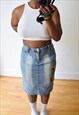 VINTAGE 00S DENIM MIDI SKIRT EMBROIDERED 