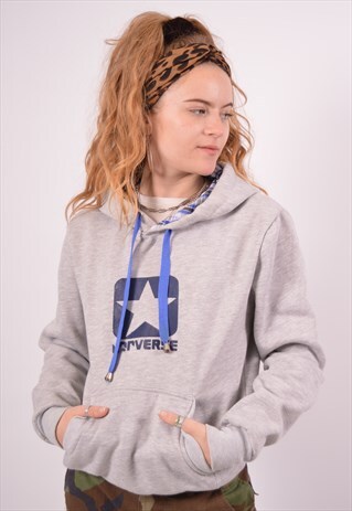 VINTAGE CONVERSE HOODIE JUMPER GREY