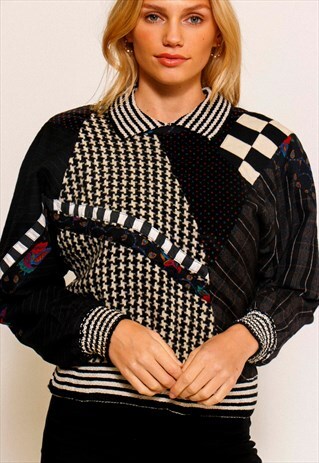 VINTAGE 90'S PATTERN CLASH JUMPER