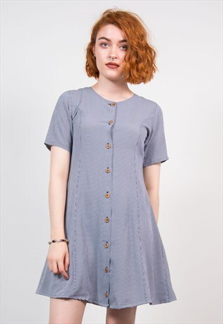 90'S NAVY GINGHAM SHORT DRESS