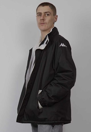 VINTAGE 90'S LARGE LOGO KAPPA BLACK PADDED SPORTS JACKET