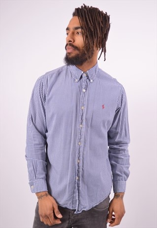VINTAGE POLO RALPH LAUREN SHIRT CHECK BLUE